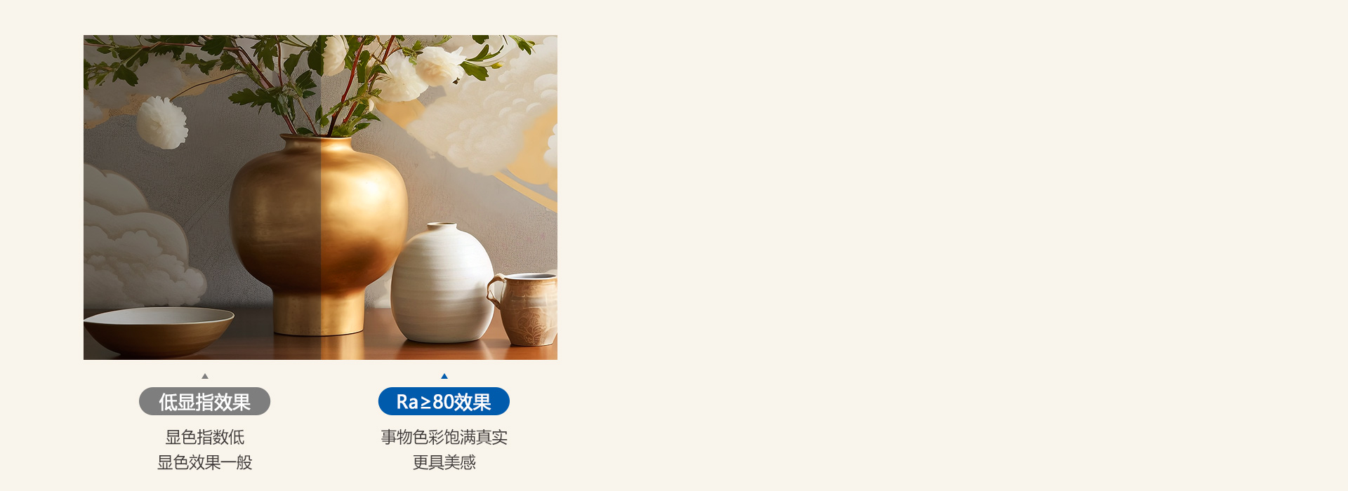 看見本真之美 顯色指數(shù)Ra≥80，光線...