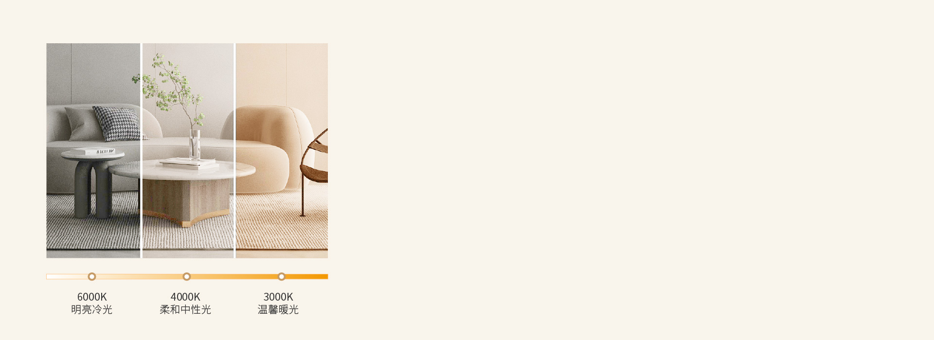 個性化照明氛圍 三色變光，可根據需要隨...