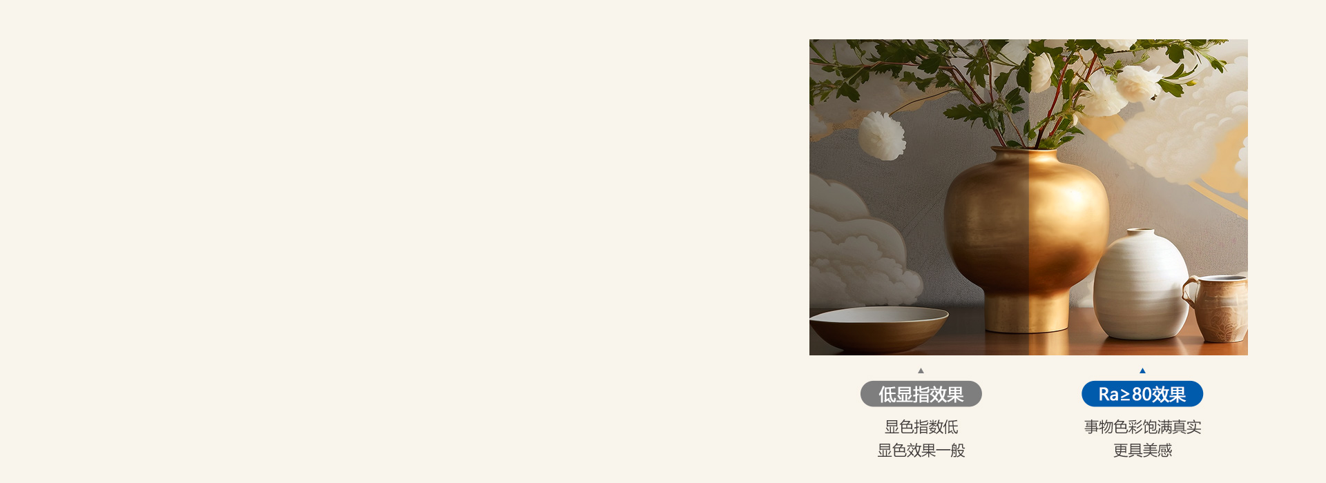 看見本真之美 顯色指數(shù)Ra≥80，光線...